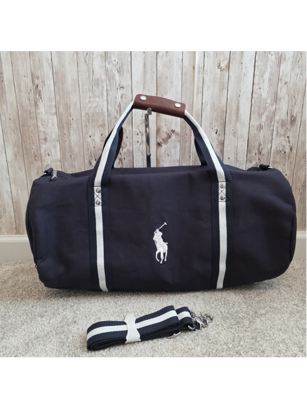 Polo Ralph Lauren Duffle Bag Travel Gym Carry On Navy Blue NWOT
